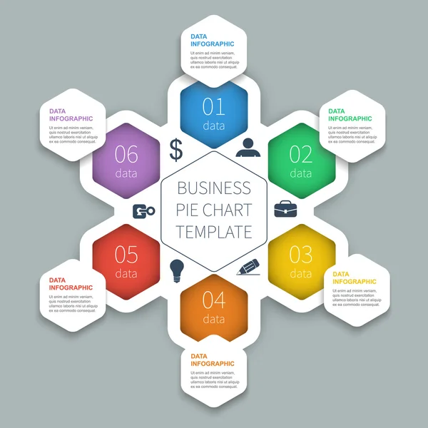 Modelo de papel hexagonal diagrama infográfico — Vetor de Stock