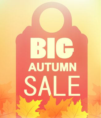 Etiket üzerindeki sonbahar büyük satışı işareti