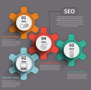 SEO infographics şablon mekanizması dişli