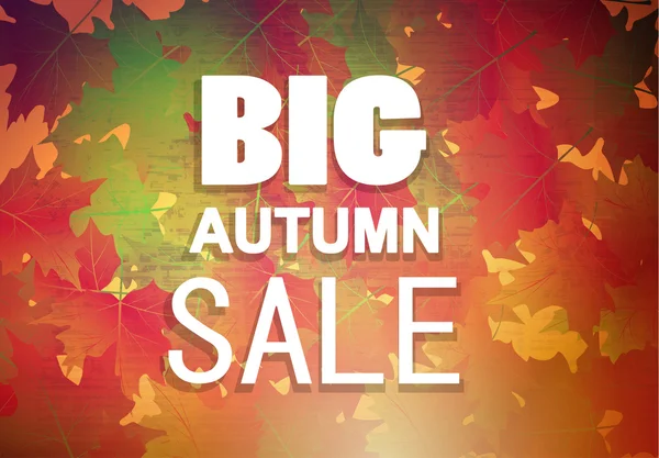 Iscrizione grande vendita di autunno sulle foglie di autunno — Vettoriale Stock