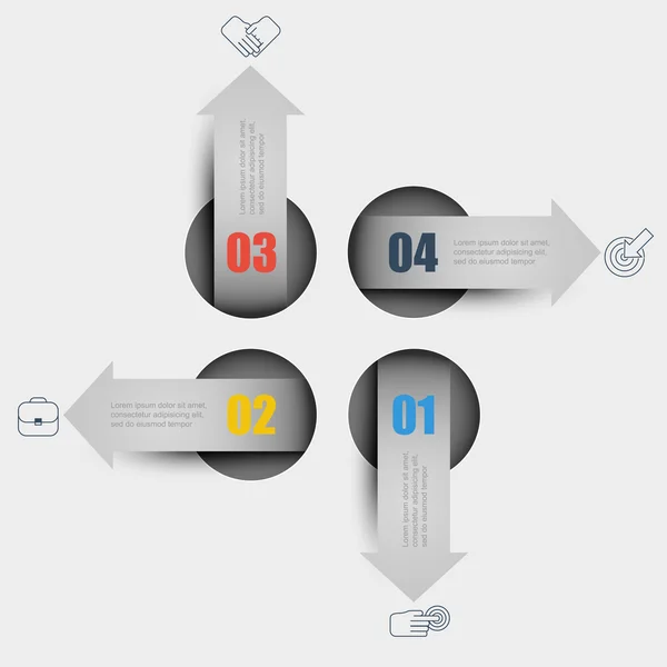 Quatre flèches dans différentes directions du développement des affaires — Image vectorielle