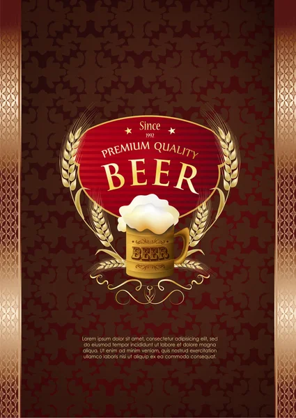 Etiqueta cerveza orejas doradas de grano — Vector de stock
