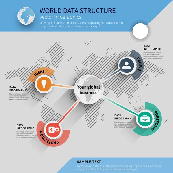 Business mall infographic på världskartan — Stock vektor