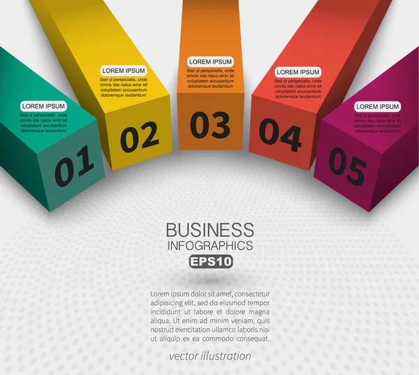 3D-pijlers liegen infographic gegevens stap voor stap proces — Stockvector