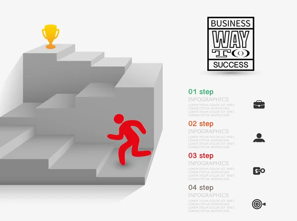 Affärsman går upp för trapporna till ett mål — Stock vektor