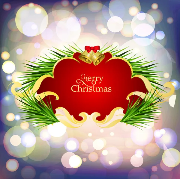 Etichetta Albero di Natale decorazioni e campane — Vettoriale Stock