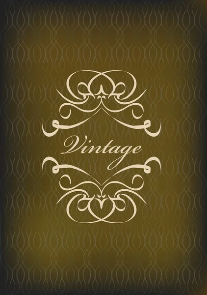 Cadre vintage sur fond marron foncé à motifs — Image vectorielle