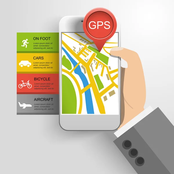 Informations de localisation GPS sur smartphone — Image vectorielle