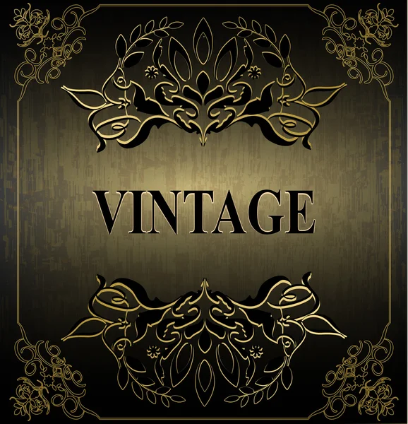 Marco vintage sobre fondo marrón oscuro con dibujos — Vector de stock