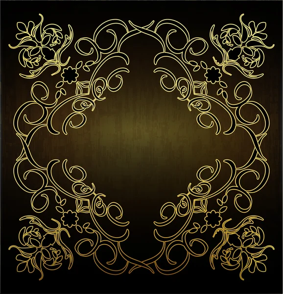 Vintage frame on dark brown patterned background — Stock Vector