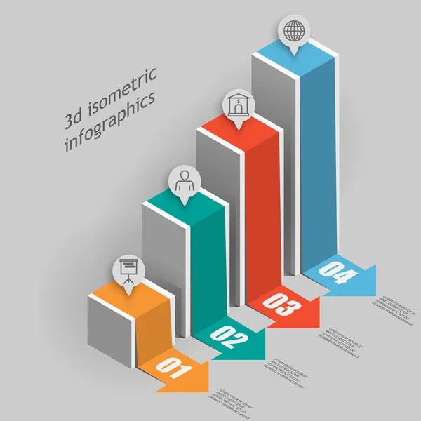 3d piliers étape de données infographiques — Image vectorielle