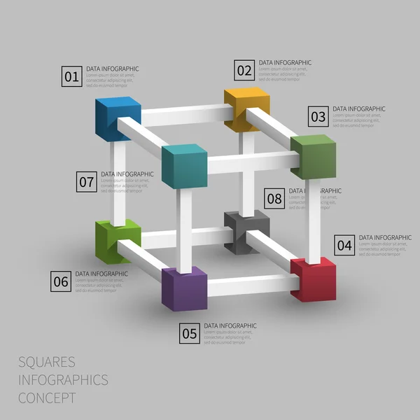 Küpleri 3d iş grafik infographics — Stok Vektör