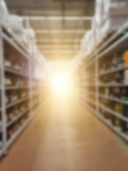Blurred Background Corridor Shelves Goods Store Product Warehousing Retail Sales — Fotografia de Stock