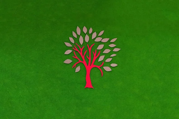 Der Baum Ist Rot Die Blätter Sind Braun Auf Grünem — Stockfoto