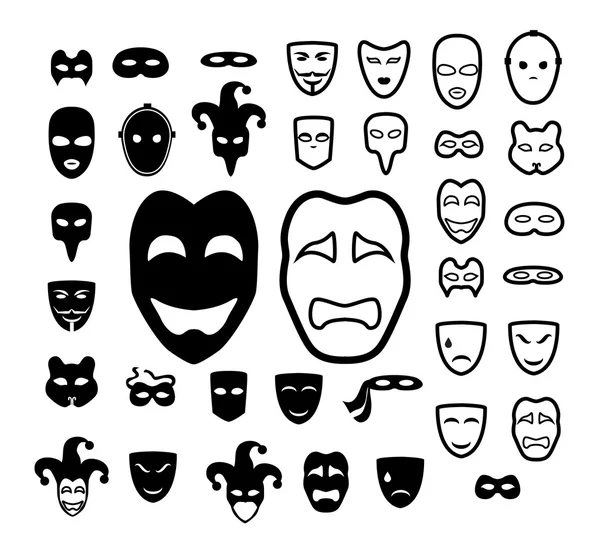 Színházi maszkok ikon gyűjtemény — Stock Vector