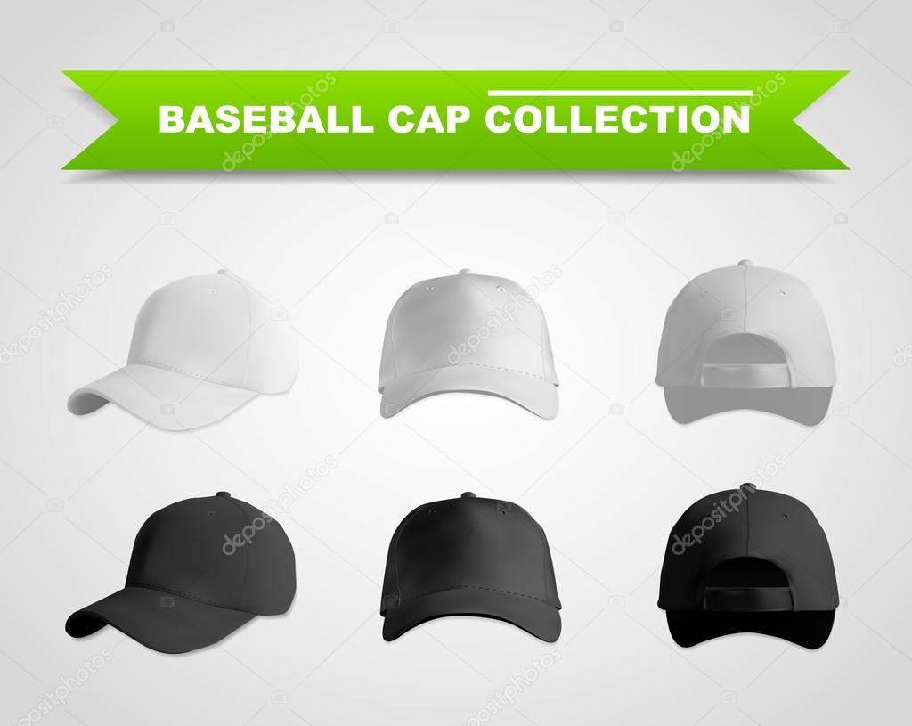 Black and white baseball cap template collection
