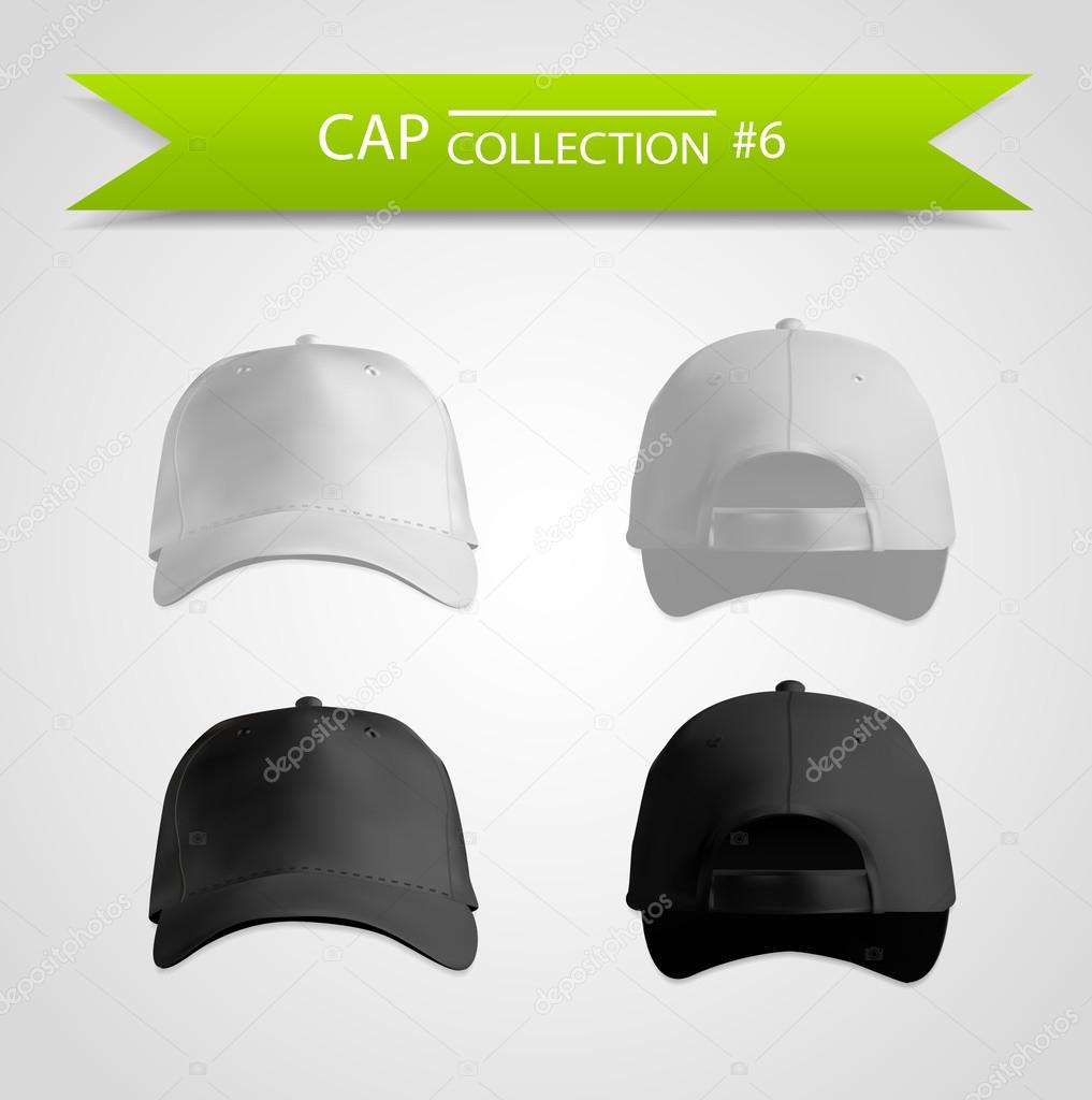 Black and white baseball cap template collection