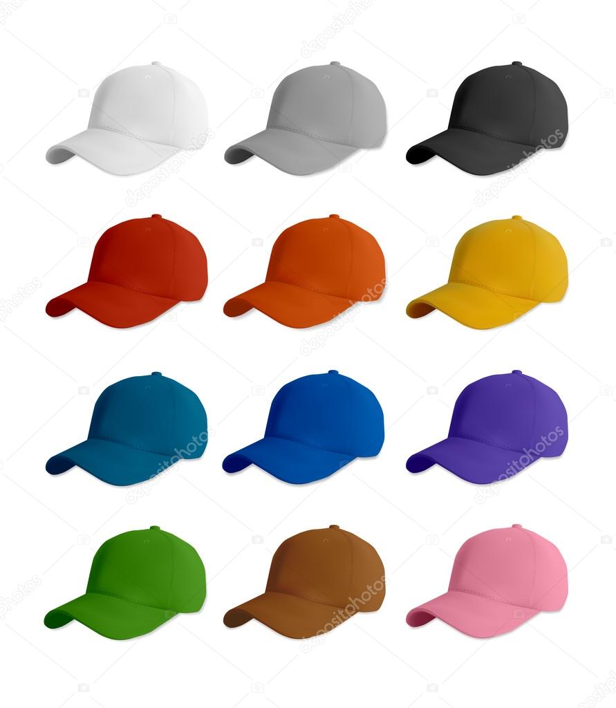 Colorful baseball cap template collection