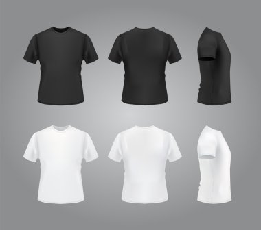 T-shirt mockup ayarla, ön, yan, arkadan görünüm.