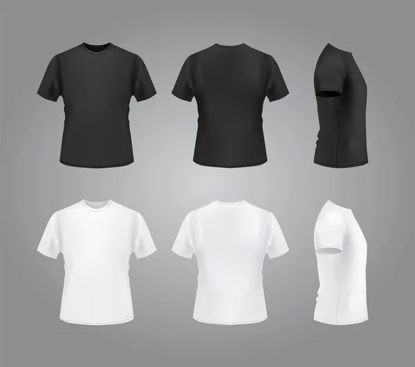 T-shirt mockup set, anteriore, laterale, vista posteriore . — Vettoriale Stock