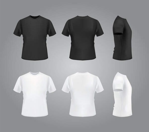 T-shirt mockup set, front, side, back view.