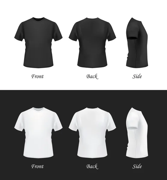 Conjunto de maquetas de camiseta, frontal, lateral, vista trasera . — Vector de stock