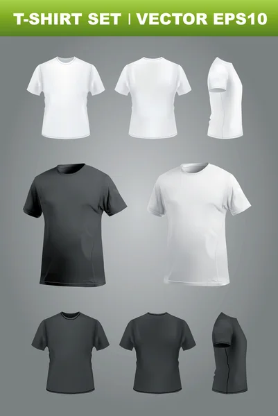 Conjunto de mockup de camiseta, frente, lado, verso e perspectiva . Ilustração De Stock