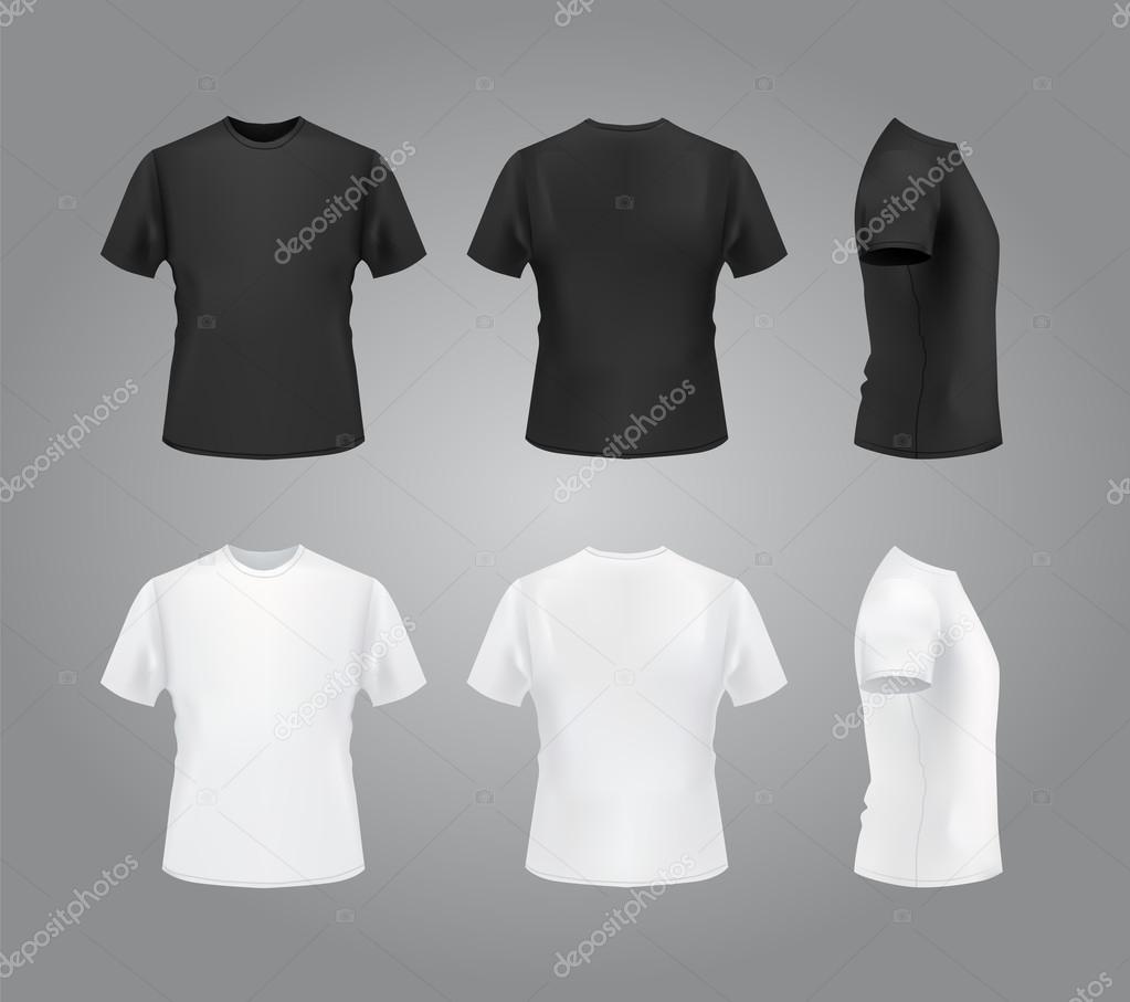 T-shirt mockup set, front, side, back view.