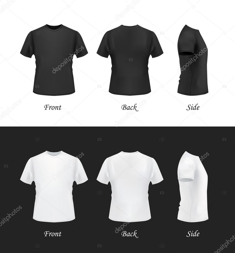 Download T Shirt Mockup Set Front Side Back View Vector Image By C Kir Vector Stock 97043956