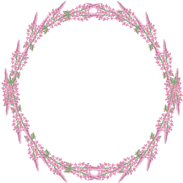 Runder Rahmen Rosa Aquarell Blumen Weißer Hintergrund Illustration lizenzfreie Stockfotos
