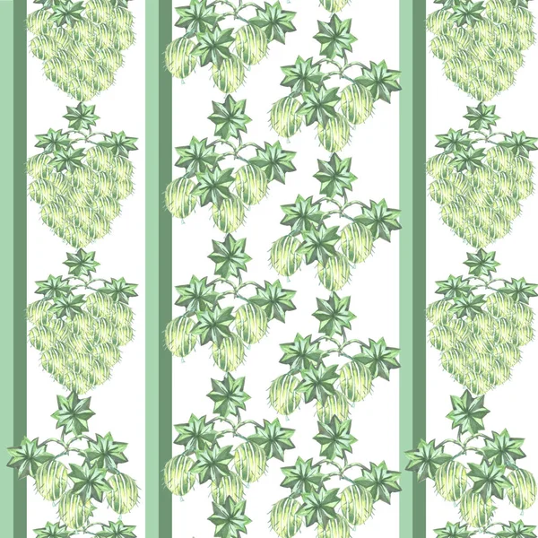 Gestreifte Nahtlose Muster Grüne Stachelbeere Aquarell Auf Weißem Hintergrund Stockbild