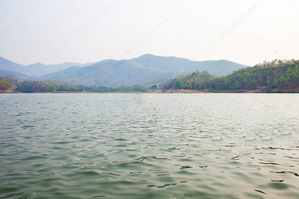 Landscape with a river and mountain in Asia,Thailand