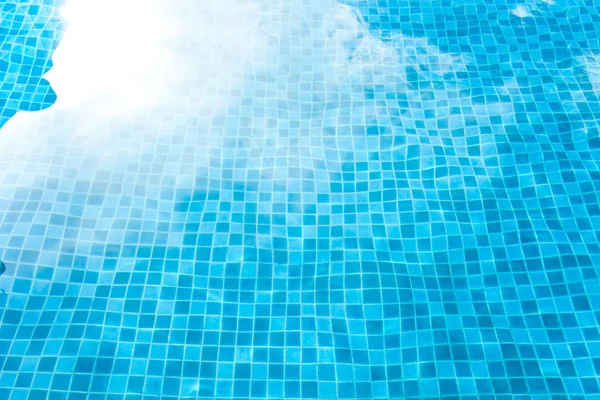Blue tiled swimming pool background. View from eye — Stock Photo, Image
