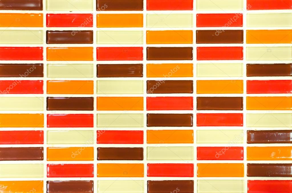 Lime red yellow and brown mosaic tiles background