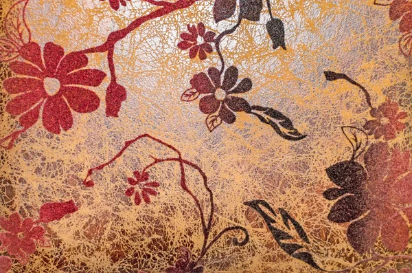 Антична стара шкіра з старовинною квіткою Фонова текстура — стокове фото