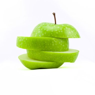 Taze Yeşil Elma Beyaz Arkaplanda İzole Edildi