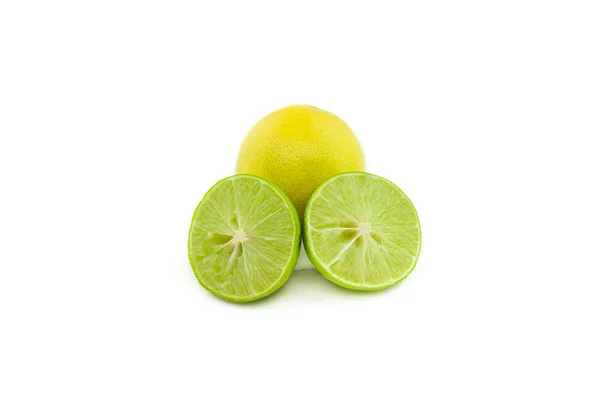 Fresh green lemon  isolated on white background — Stock Photo, Image