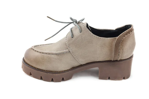 Lady lederen schoenen met schoenveter kleurovergang bown op witte CHTERGRO — Stockfoto