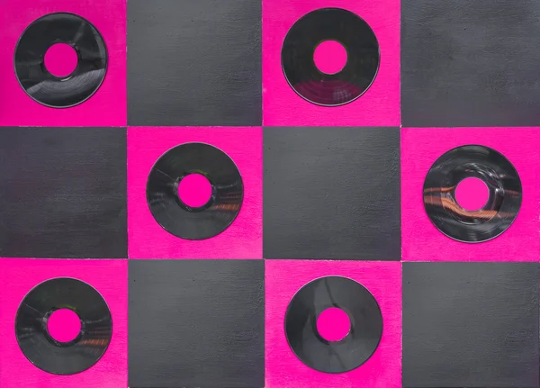 Kolor różowy i czarny lakier z centrum Płyta gramofonowa na pok — Zdjęcie stockowe