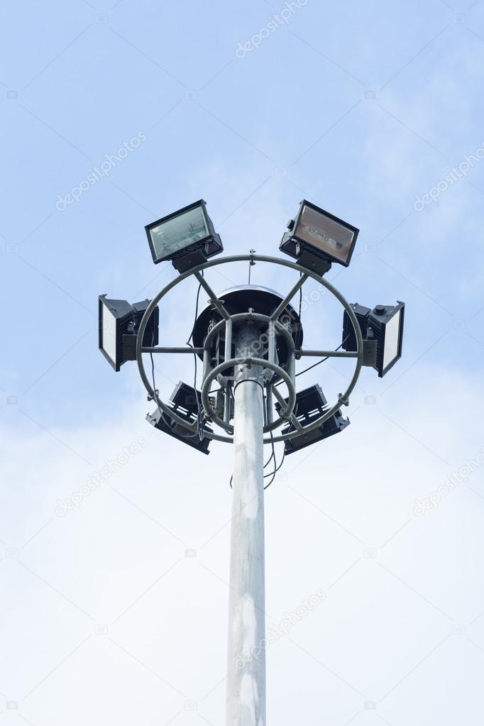 Stadium lights, isolated isolated on bule sky