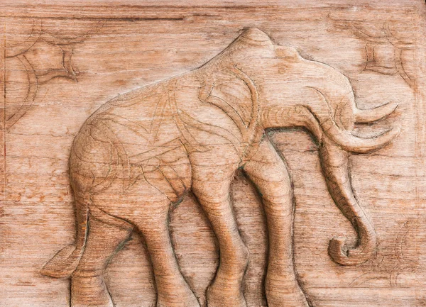 Carved Thai of elephant on the wood — Stock Photo, Image