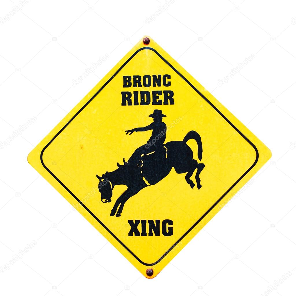 Bronc rider sign with clipping path