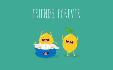 Komik meyve sıkacağı sıkar ve limon