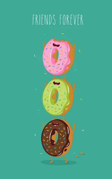 Drie grappige donuts — Stockvector