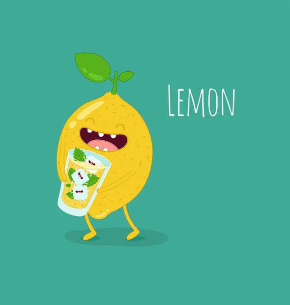 Bebidas de limón divertido limonada — Vector de stock