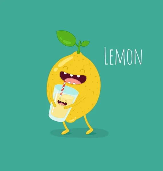 Bebidas de limón divertido limonada — Vector de stock