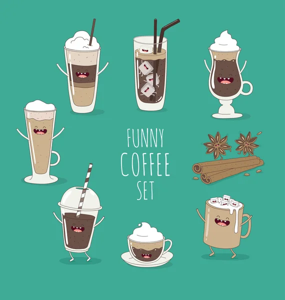 Set de café divertido — Vector de stock