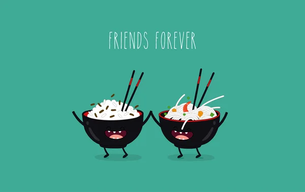 Divertidos fideos de arroz — Vector de stock