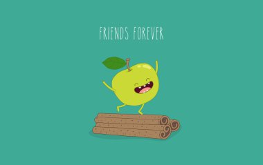 Komik yeşil elma ve tarçın