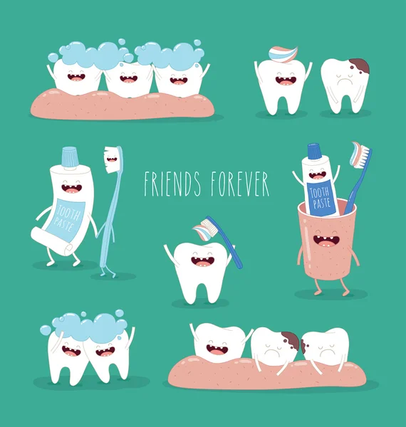 Jeu de dents drôle composé de dentifrice — Image vectorielle